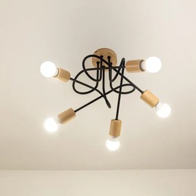 Prisadený luster OXFORD 5xE27/15W/230V borovica/čierna