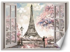 Fototapeta, Pohled z okna Eiffelova věž Paříž Francie - 280x200 cm