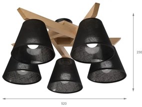 Brilagi - LED  Prisadený luster ANTHONY 5xE14/40W/230V dub/čierna