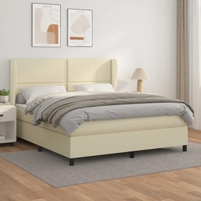 Boxspring posteľ s matracom krémová 160x200 cm umelá koža 3128981