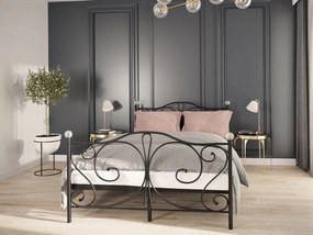 Kovová posteľ s kryštálmi Drekolsi, Rozmer postele: 140x200, Farba: čierna