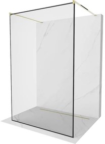 Mexen Kioto voľne stojaca sprchová stena 100 x 200 cm, transparentnéné/čierny vzor 8 mm, zlatá- 800-100-002-50-70