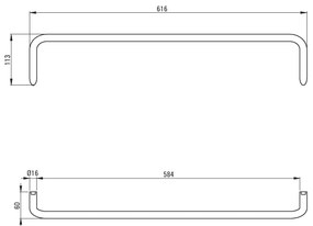 Deante Silia, nástenný držiak na uteráky 615mm, chrómová, ADI_0621