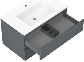 Mexen Orio, kúpeľňová skrinka 80 cm s umývadlom Otis, 2 zásuvky, grafitová matná/biela matná, 91A10-08047-2-BFF66-W18M01