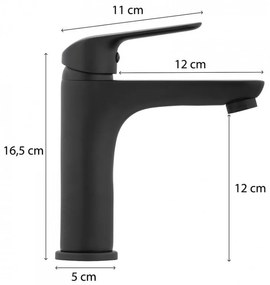 Erga Apio, umývadlová batéria h-165, čierna matná, ERG-YKA-BU.APIO-BLK