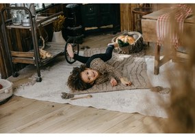 Krémový prateľný ručne tkaný bavlnený detský koberec 140x200 cm Pine Forest – Lorena Canals