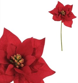 Set vianočná ruža kvet na stonke, 2ks, červená, 32 cm