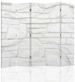 Ozdobný paraván Bílá stěna - 180x170 cm, päťdielny, obojstranný paraván 360°