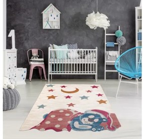 Detský koberec TOYS 75323 Medvedík - krém / červený, fuksia