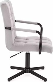 LuxuryForm DESIGN Otočná stolička VERONA BLACK VELUR na čiernom kríži - svetlosivá
