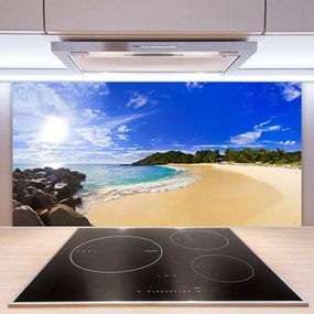Sklenený obklad Do kuchyne Slnko more pláž krajina 120x60 cm