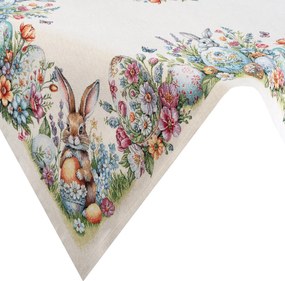 VEĽKONOČNÝ GOBELÍNOVÝ OBRUS BUNNY 100X100 CM VZOROVANÁ