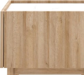 Nočný stolík Boho, dub riviéra/biely mramor