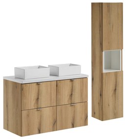 Závěsná skříňka pod umyvadlo Nova Oak s deskou 100 cm dub evoke