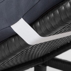 Záhradné lehátko HWC-A51 - polyratan, sivé vankúše basic 5cm - antracit