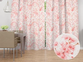 Biante Bavlnený záves Sandra SA-633 Ružové čerešňové kvety na bielom 150x140 cm