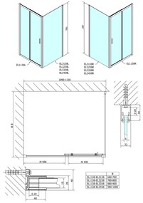Polysan Polysan, EASY obdĺžniková sprchová zástena 1100x800mm L/P varianta, sklo Brick, EL1138EL3238