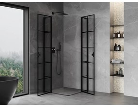 Mexen, Mexen Mist L Duo výklopný sprchový kút 120 x 120 cm, čierna mriežka - 8A4L-120L-120P-70-77