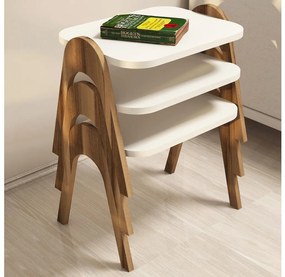 SADA 3x Odkladací stolík PARIS krémová/hnedá