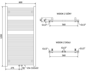 Mexen Pluton vykurovacie teleso 1200 x 600 mm, 718 W, čierna, W106-1200-600-00-70