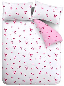 Bielo-ružové krepové obliečky na jednolôžko 135x200 cm Seersucker Heart – Catherine Lansfield