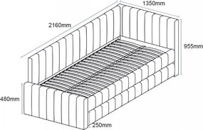 Jednolůžková postel Alfie 120x200 béžová II