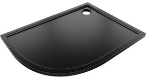 Mexen Flow, asymetrická štvrťkruhová sprchová vanička slim, pravá 100 x 90 cm, čierna matná, 46Q709010R