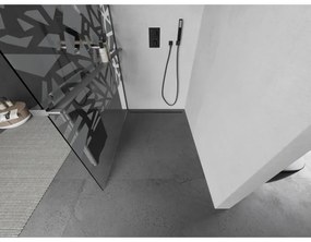 Mexen Kioto+, sprchová zástena Walk-In s poličkou a vešiakom 120 x 200 cm, 8mm číre sklo biely vzor, grafitový profil, 800-120-121-66-85