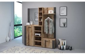 Predsieňová stena so zrkadlom KEVIN hnedá/čierna