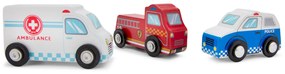 Súprava drevených mini záchranárskych vozidiel - 3 ks