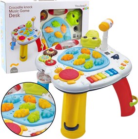 LEAN Toys Interaktívny vzdelávací stolík krokodíl s pianom a bubienkom
