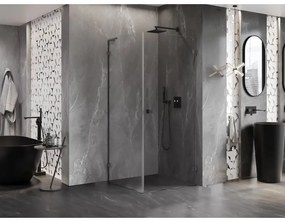 Mexen Lunar-B L, 1-krídlový sprchový kút, pravý, 70 x 70 cm, 8mm číre sklo, grafitový profil, 832L-070-070-66-00-P