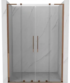 Mexen Velar L Duo, posuvné sprchové dvere do otvoru 160 cm, 8mm číre sklo, ružové zlato, 871-160-003-02-60