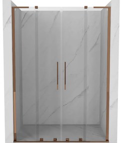 Mexen Velar L Duo, posuvné sprchové dvere do otvoru 160 cm, 8mm číre sklo, ružové zlato, 871-160-003-02-60