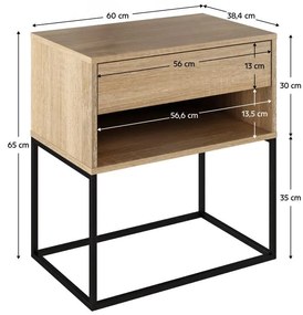 Nočný stolík Autor (dub sonoma + čierna) . Vlastná spoľahlivá doprava až k Vám domov. 1116237