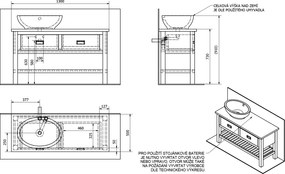 Sapho Sapho, BRAND umývadlová skrinka 130x73x50cm, morený smrek, BA131S