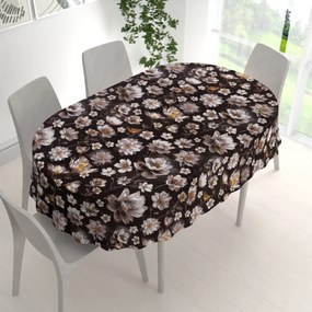 Biante Bavlnený oválny obrus Sandra SA-625 Magické lekná na temne hnedom 50x100 cm