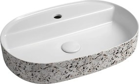Isvea Isvea, INFINITY OVAL keramické umývadlo na dosku, 60x40cm, terrazzo, 10NF65060-2L-TRZ