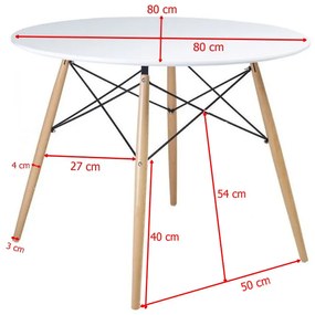 Jídelní stůl FIORINO, 80x80x76, bílá/buk