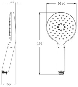 Sapho, Ručná sprchová hlavica otočná, 3 režimy sprchovania, priemer 120 mm, ABS/chróm, 1204-32