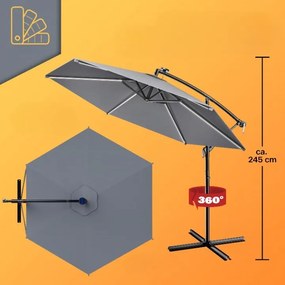 InternetovaZahrada LED slnečník Mali Ø350 cm - antracit
