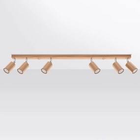 Bodové svietidlo Zeke, 6x drevené tienidlo, (možnosť polohovania)