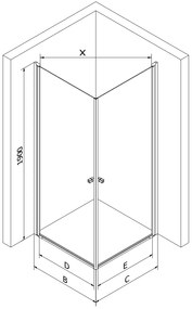 Mexen PRETORIA DUO sprchovací kút 80x80cm, 6mm sklo, chrómový profil-číre sklo, 852-080-080-02-00