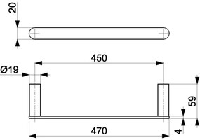 KFA Armatura 864-026-00 - Nástenný vešiak na uteráky 47 cm lesklý chróm