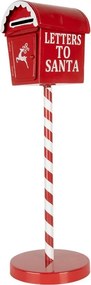 Červená kovová dekoračná schránka Letters to Santa - Ø 15*50 cm