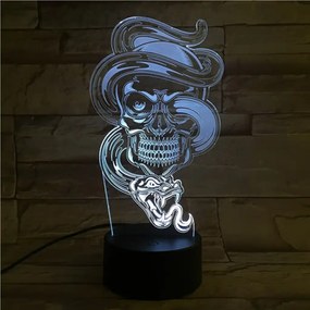 3Dmix 3DL-BTC030 – 3D LED nočná lampa - Lebka s hadom (Bluetooth reproduktor - farba čierna)