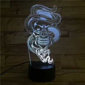 3Dmix 3DL-CLK030 – 3D LED nočná lampa - Lebka s hadom (Hodiny s budíkom)