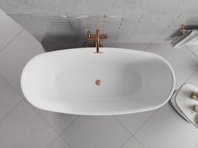 Mexen Luvo Slim, voľne stojaca vaňa 170 × 75 cm, biela-čierna, medený prepad, 52801707575-65