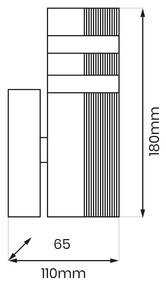 Exteriérové nástenné svietidlo Vini, 1x sklenené/čierne hliníkové tienidlo, (18 cm)