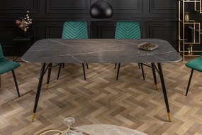 Luxusný jedálenský stôl Paris sklenená doska v čiernom mramorovom vzhľade 180cm